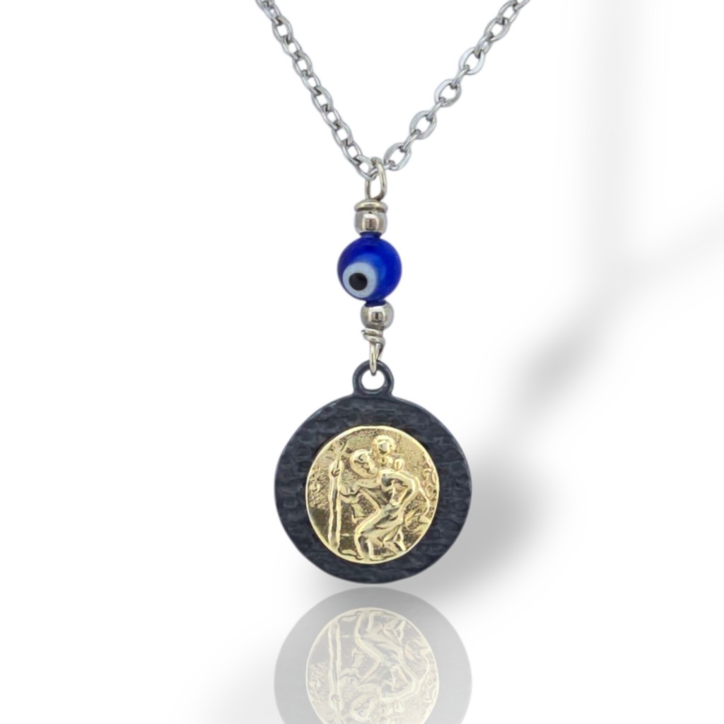 Φυλαχτό αυτοκινήτου Αγ. Χριστόφορος απο ασήμι 925° (code L008218)